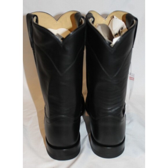 JUSTIN MEN'S JACKSON ROPER LEATHER COWBOY BOOTS BLACK SZ 10.5 E WIDE NWT - Picture 6 of 6